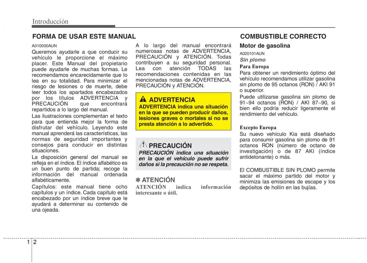 KIA Soul II 2 manual del propietario / page 2