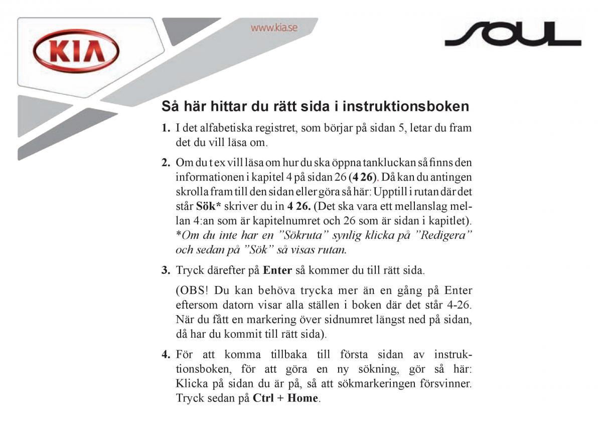 KIA Soul II 2 instruktionsbok / page 2