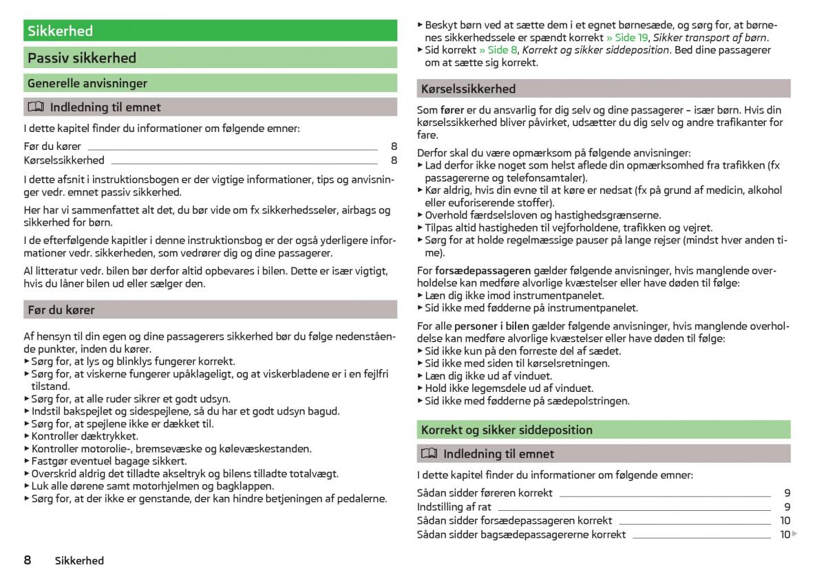 Skoda Rapid Bilens instruktionsbog / page 10