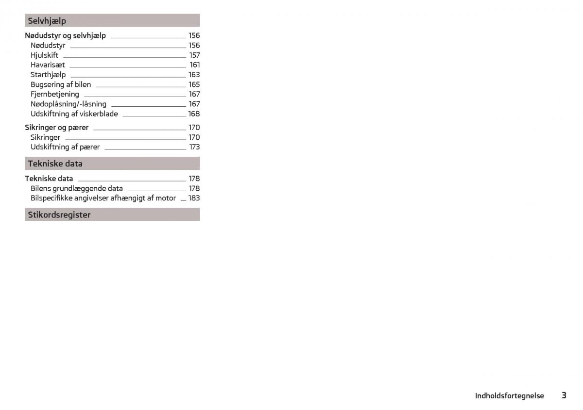 Skoda Rapid Bilens instruktionsbog / page 5