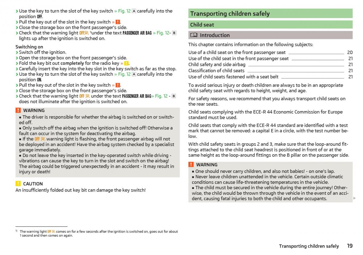 Skoda Rapid owners manual / page 21