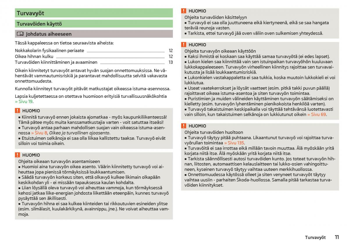 Skoda Rapid omistajan kasikirja / page 13