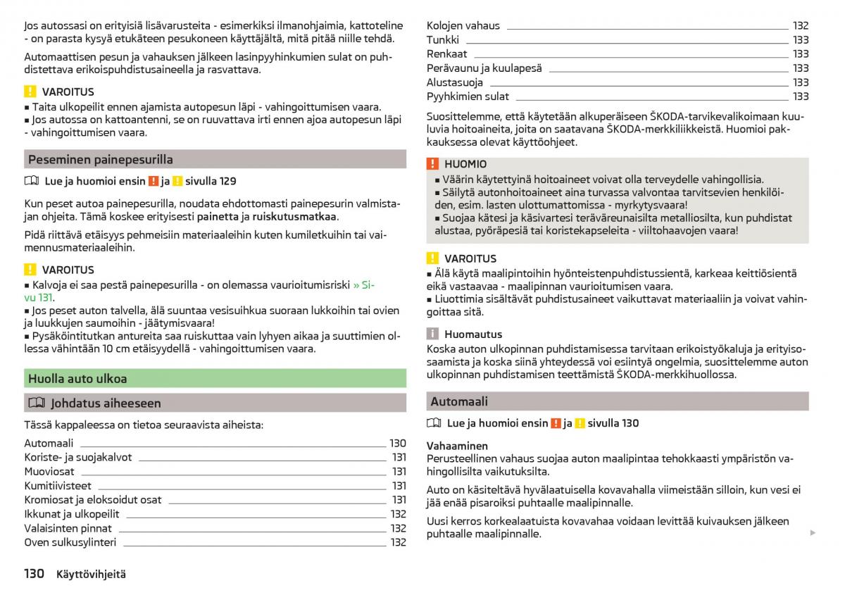 Skoda Rapid omistajan kasikirja / page 132