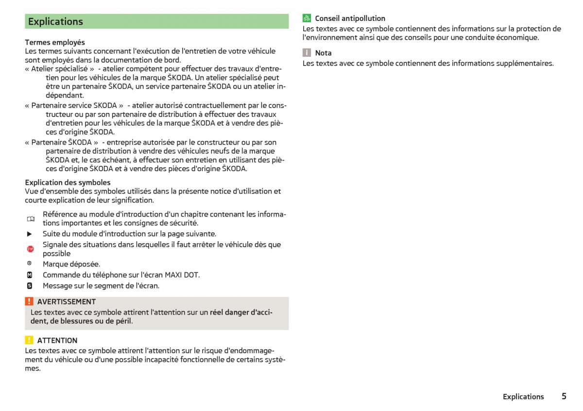 Skoda Rapid manuel du proprietaire / page 7