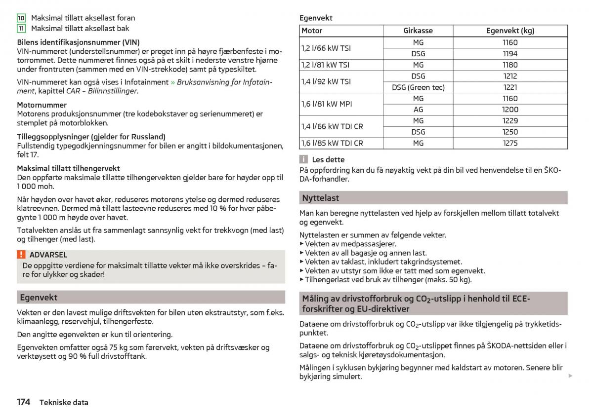 Skoda Rapid bruksanvisningen / page 176