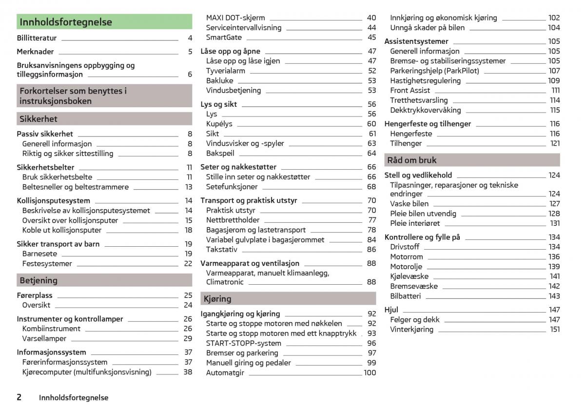 Skoda Rapid bruksanvisningen / page 4