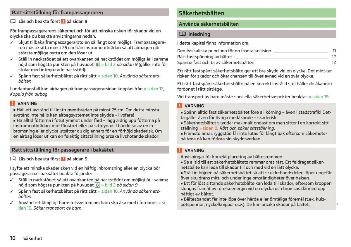 Skoda Rapid instruktionsbok / page 12