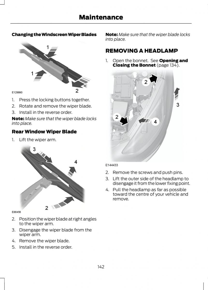 Ford B Max owners manual / page 144