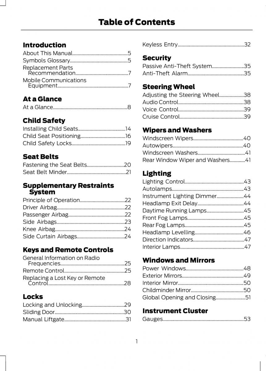 Ford B Max owners manual / page 3