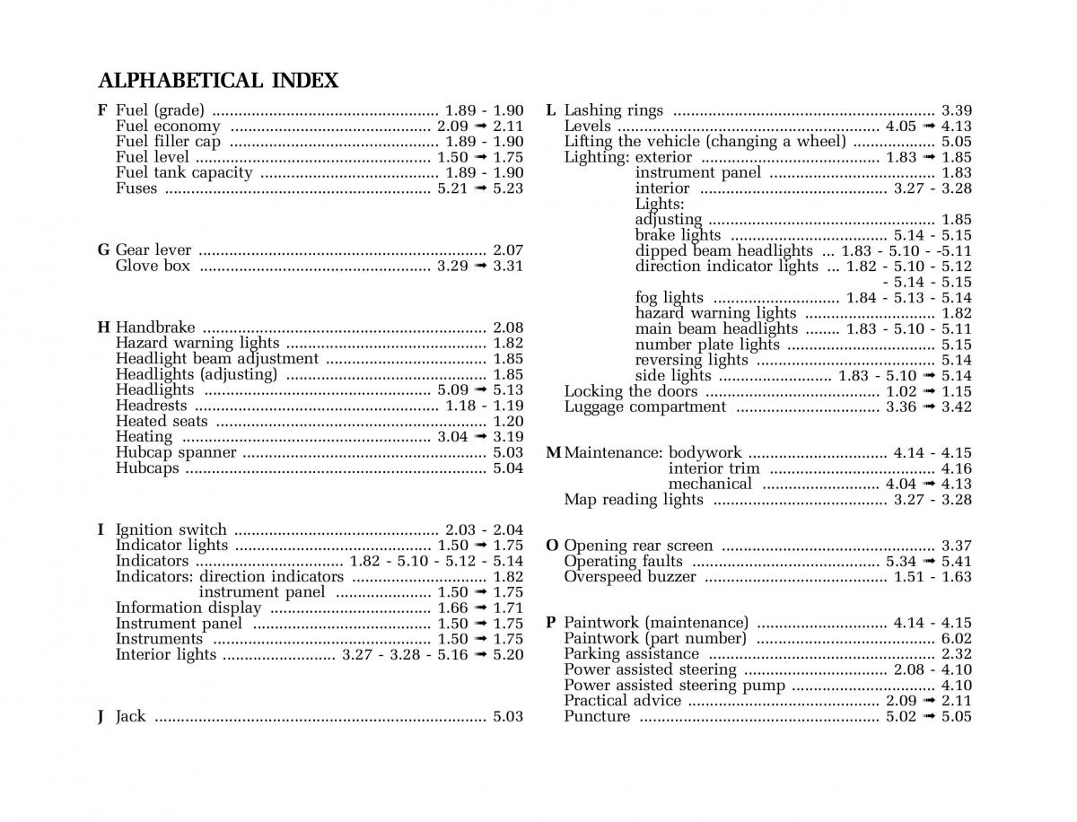 Renault Laguna I 1 owners manual / page 249