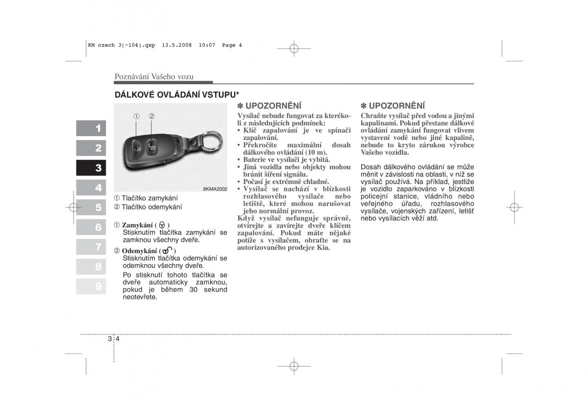 KIA Sportage II 2 navod k obsludze / page 13