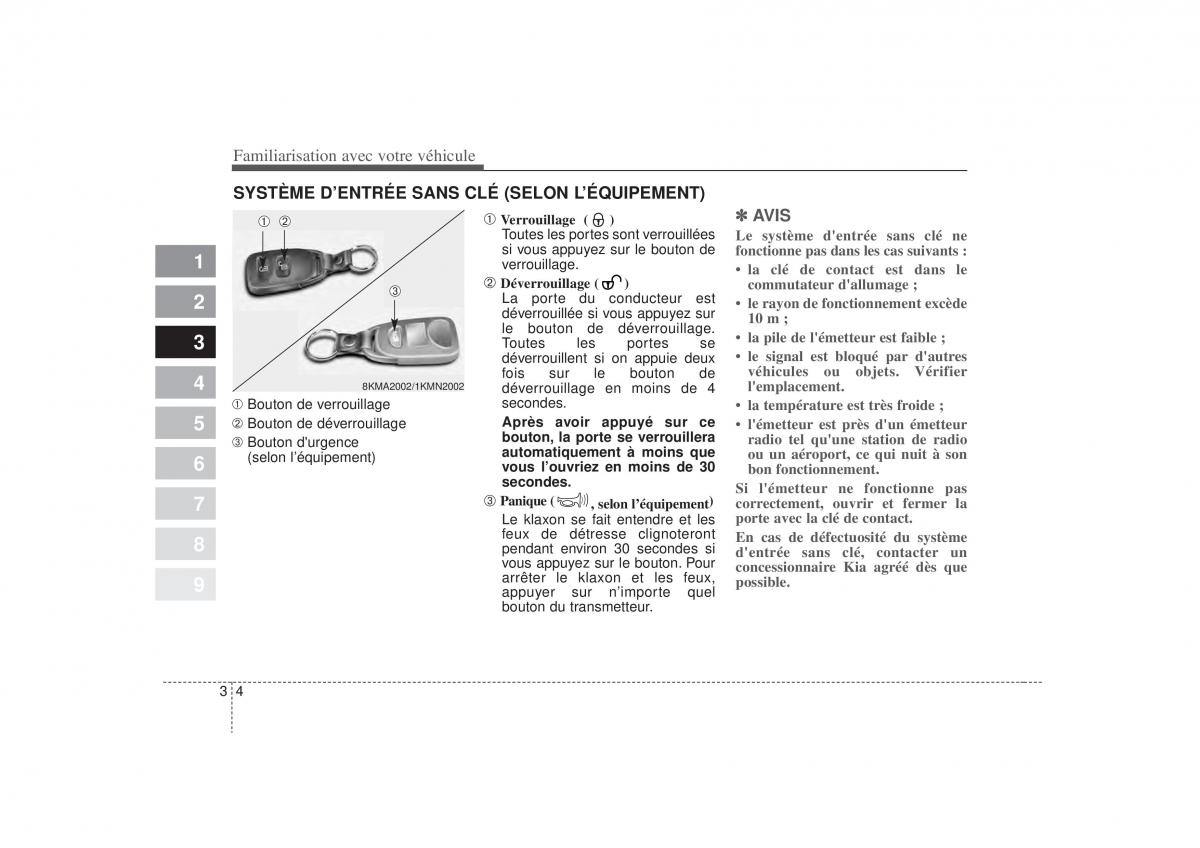 KIA Sportage II 2 manuel du proprietaire / page 13