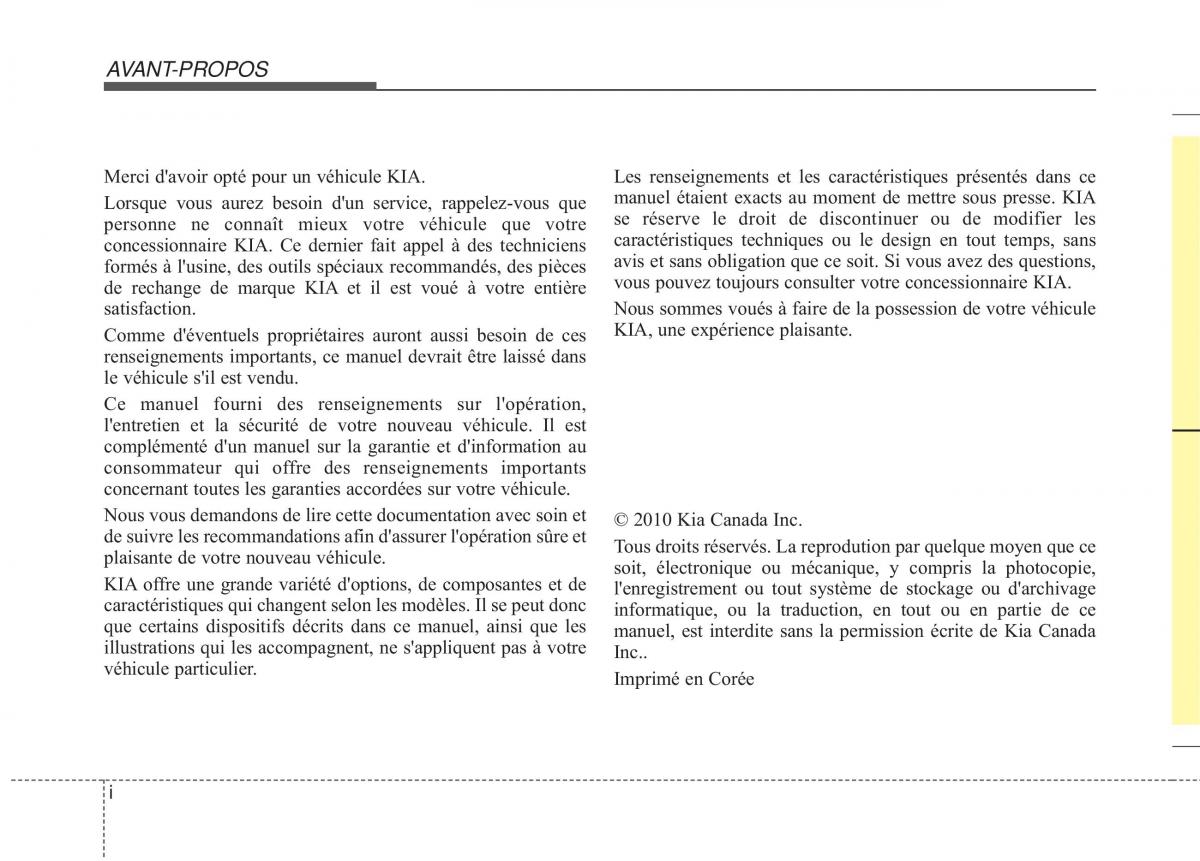 KIA Sportage III 3 manuel du proprietaire / page 2