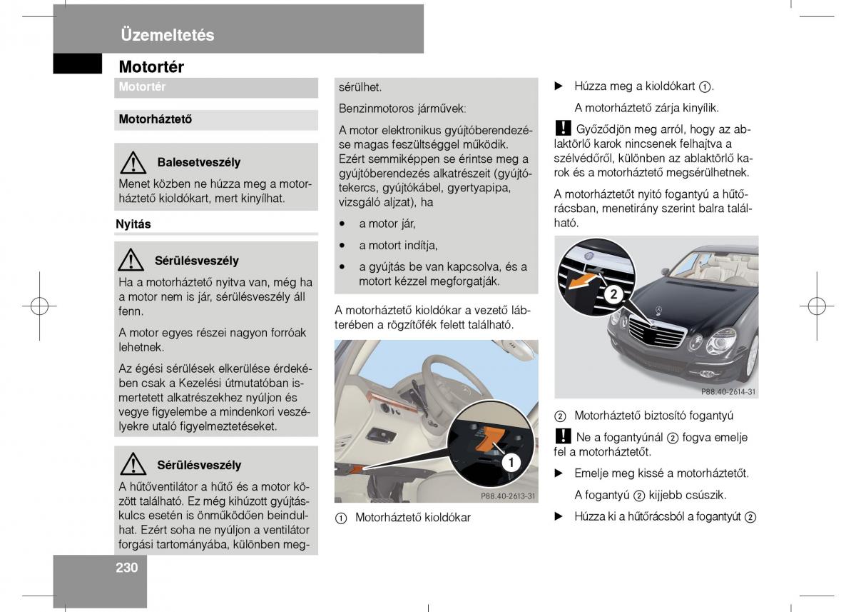 Mercedes Benz E Class W211 Kezelesi utmutato / page 232