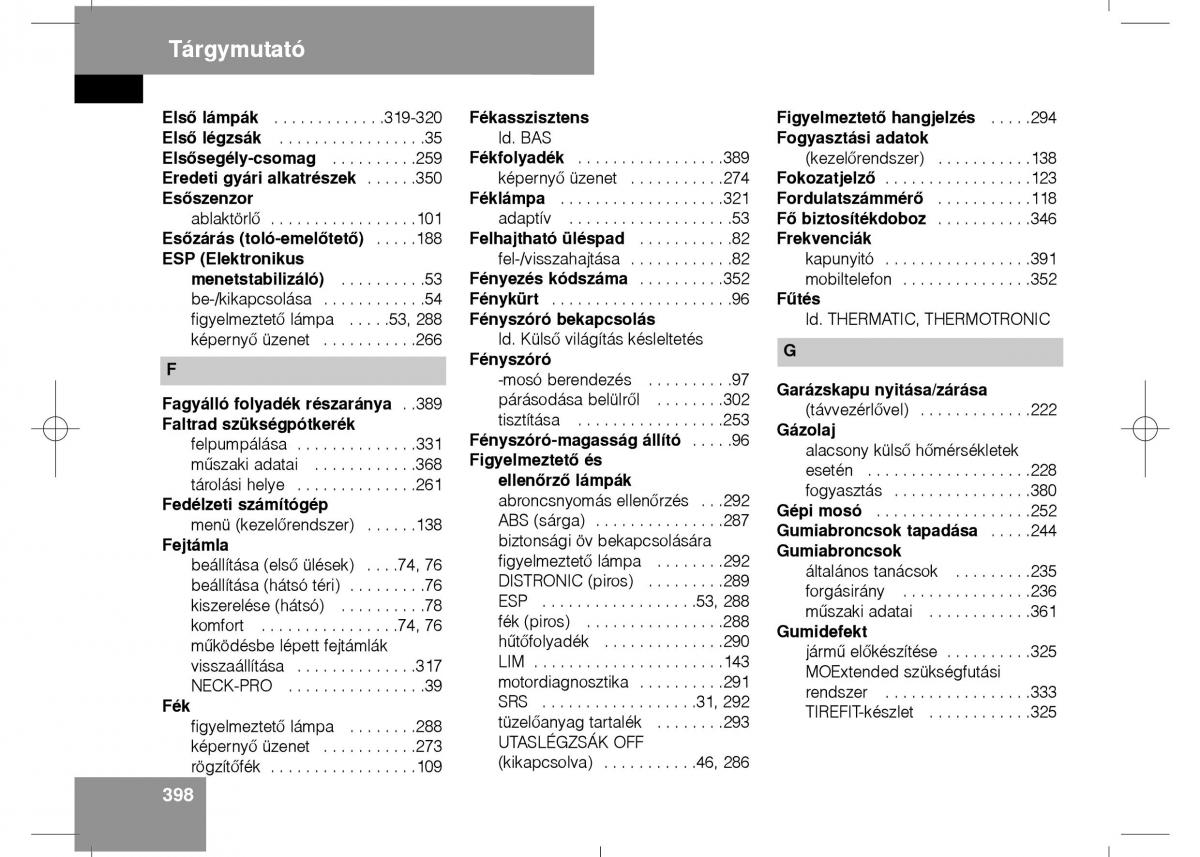 Mercedes Benz E Class W211 Kezelesi utmutato / page 400