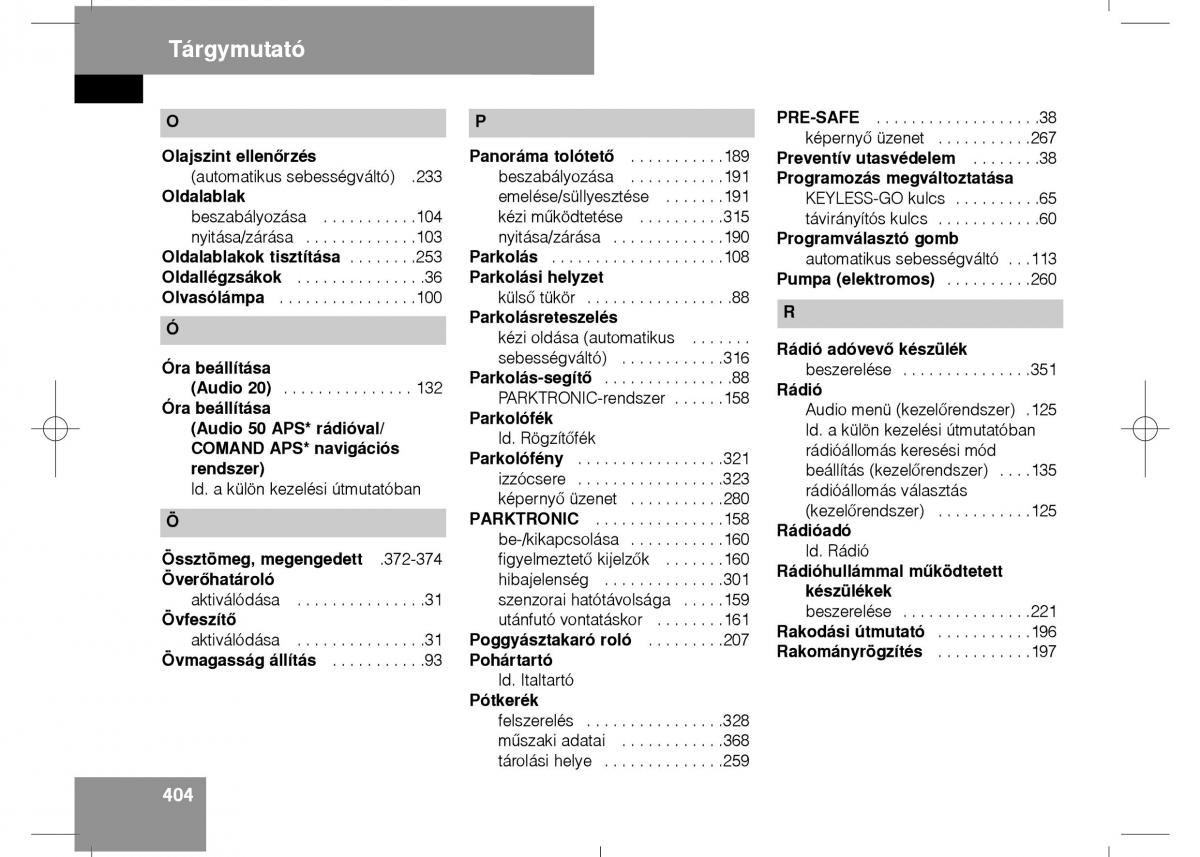 Mercedes Benz E Class W211 Kezelesi utmutato / page 406