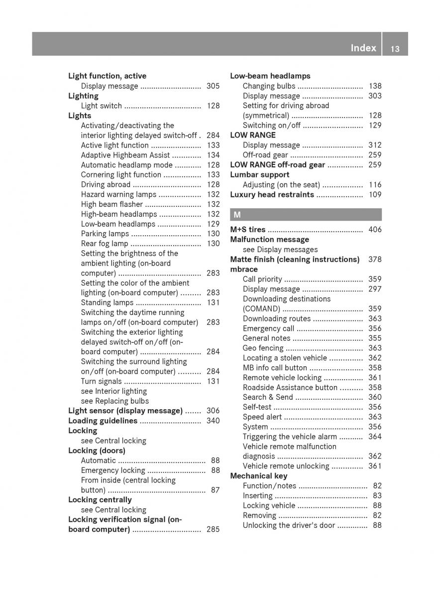 Mercedes Benz GL Class X166 owners manual / page 15