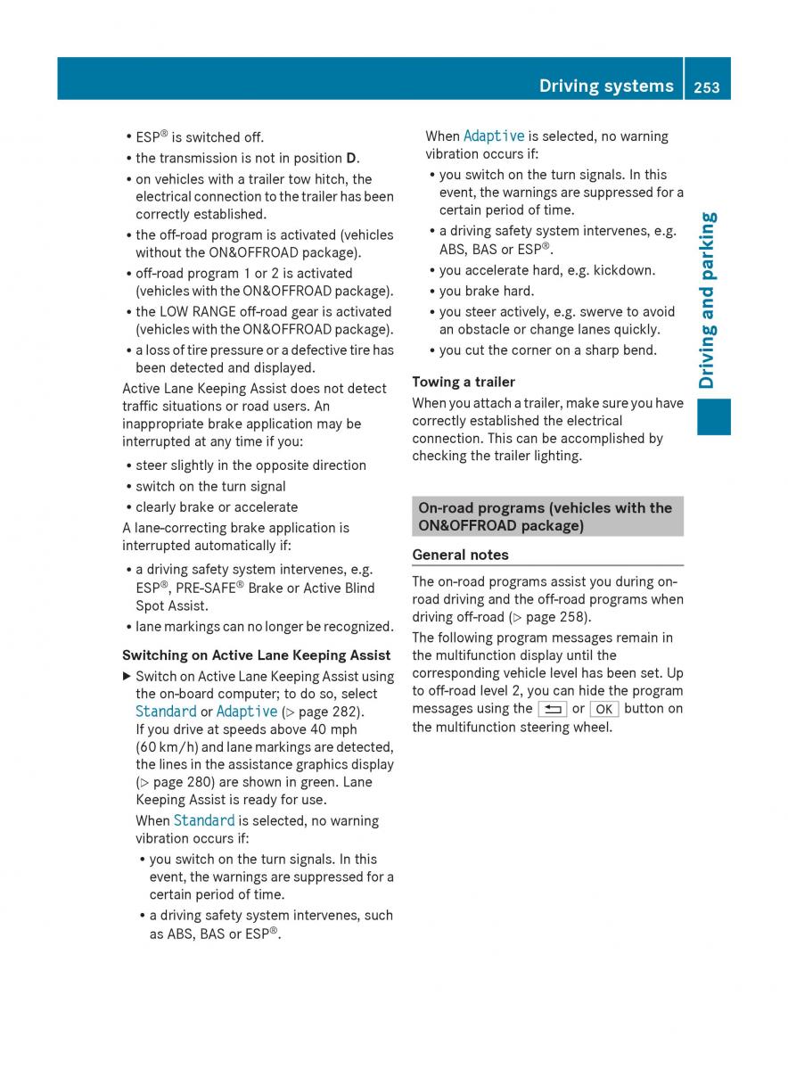 Mercedes Benz GL Class X166 owners manual / page 255