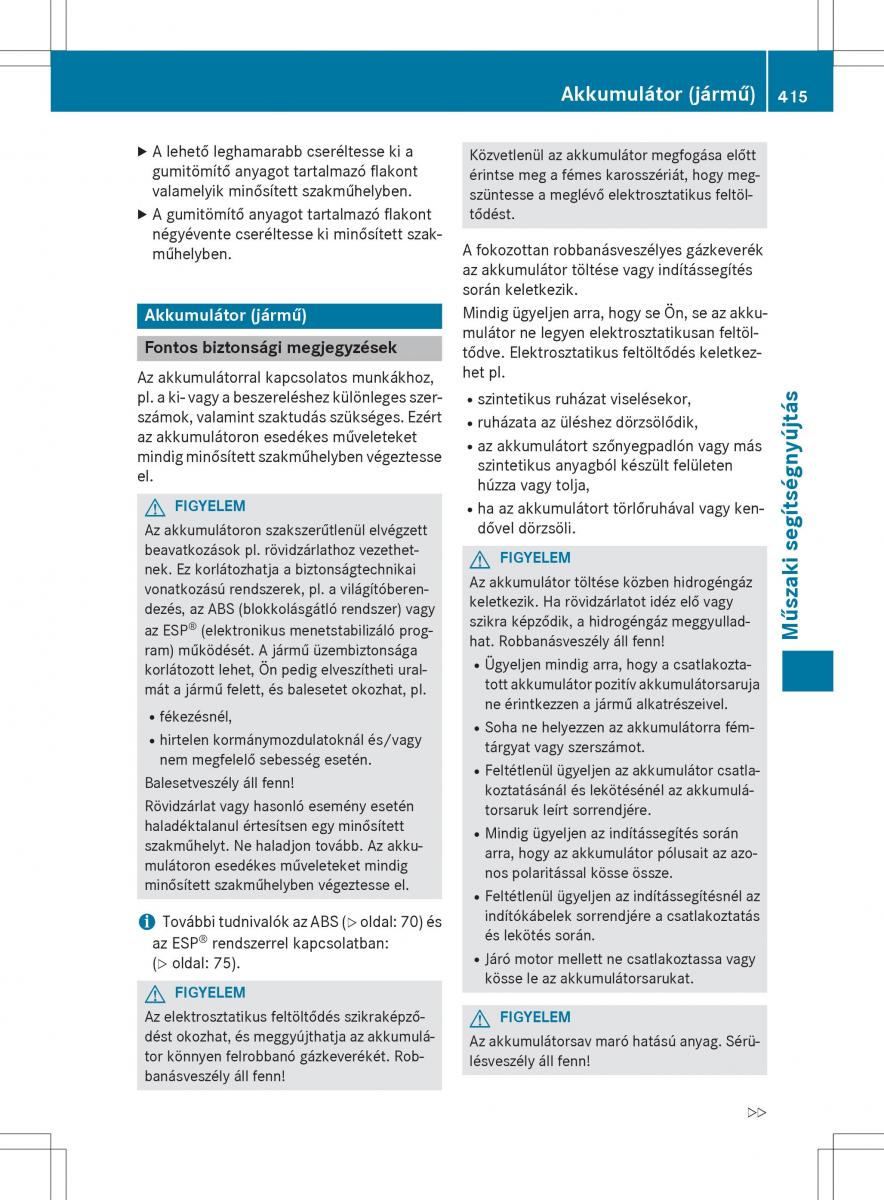 Mercedes Benz GL Class X166 Kezelesi utmutato / page 417