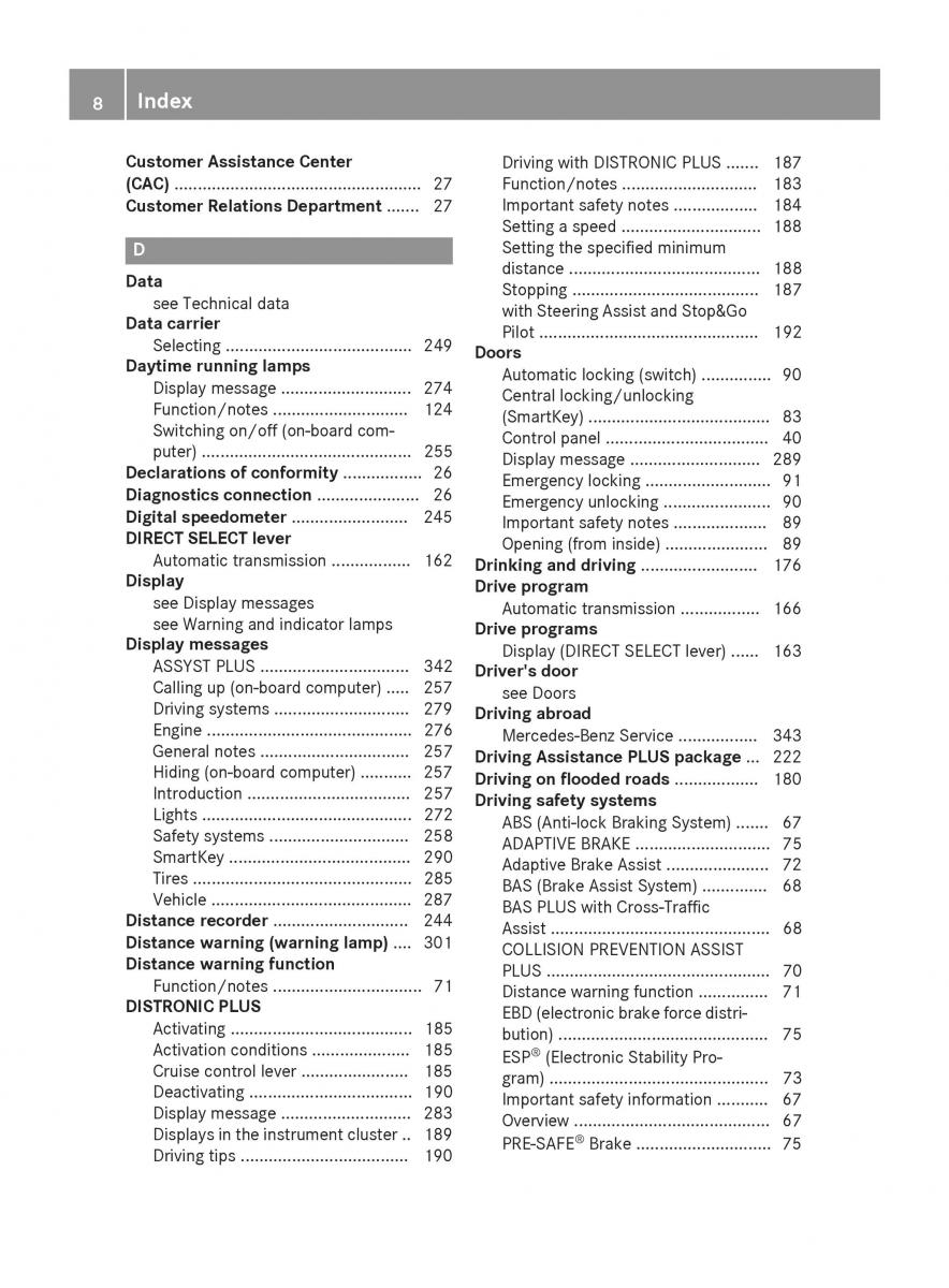 Mercedes Benz GLC Class owners manual / page 10