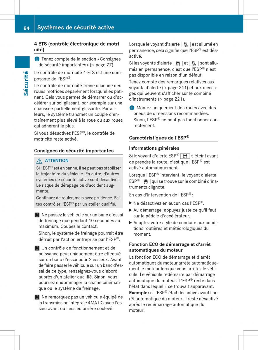 Mercedes Benz GLE Class manuel du proprietaire / page 86
