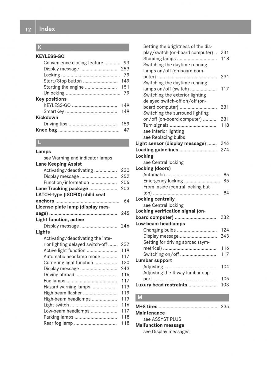 Mercedes Benz GLK Class X204 owners manual / page 14