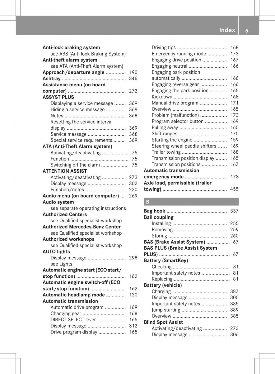 Mercedes Benz ML Class W166 owners manual / page 7