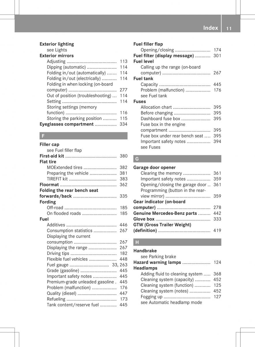 Mercedes Benz ML Class W166 owners manual / page 13