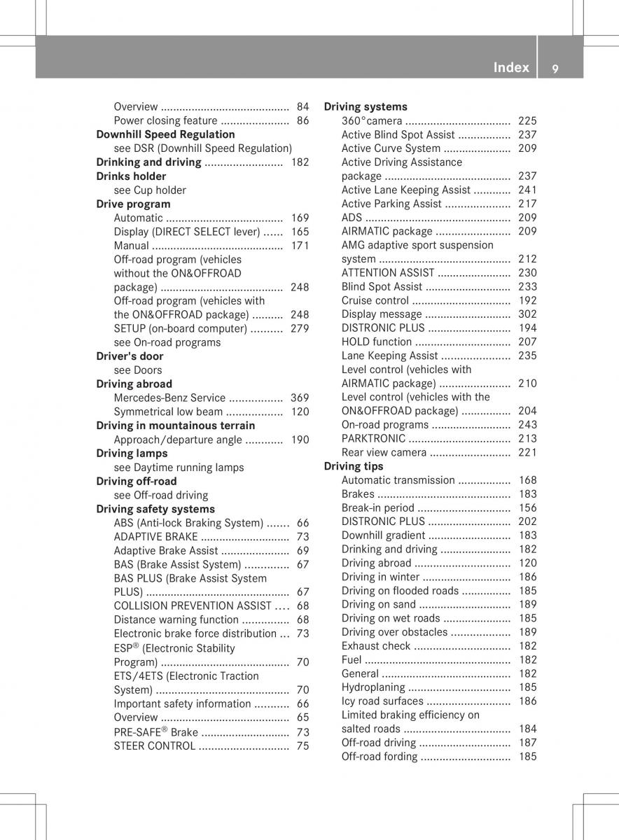 Mercedes Benz ML Class W166 owners manual / page 11
