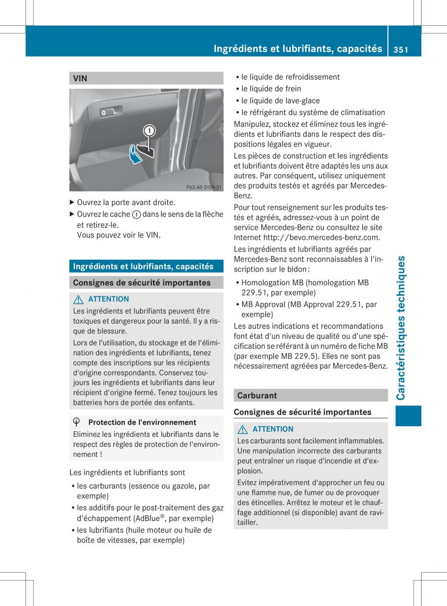 Mercedes Benz ML Class W166 manuel du proprietaire / page 354
