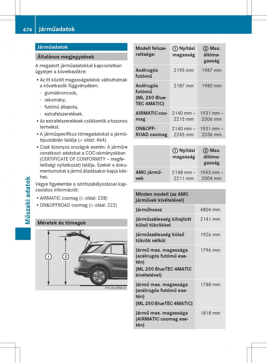 Mercedes Benz ML Class W166 Kezelesi utmutato / page 476