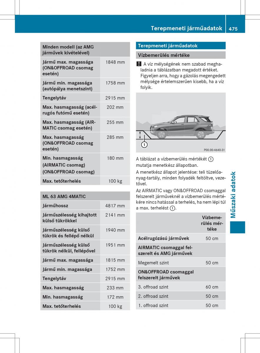 Mercedes Benz ML Class W166 Kezelesi utmutato / page 477