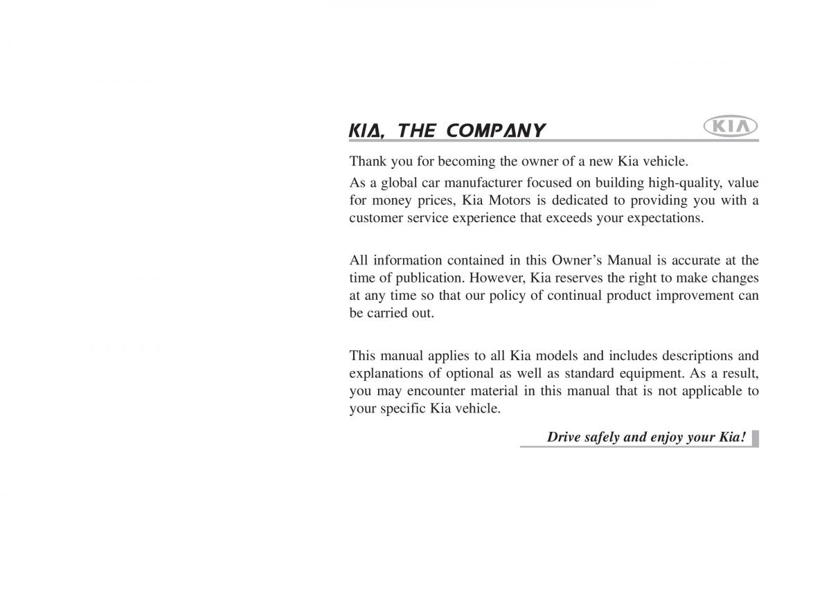 KIA Optima III 3 owners manual / page 1
