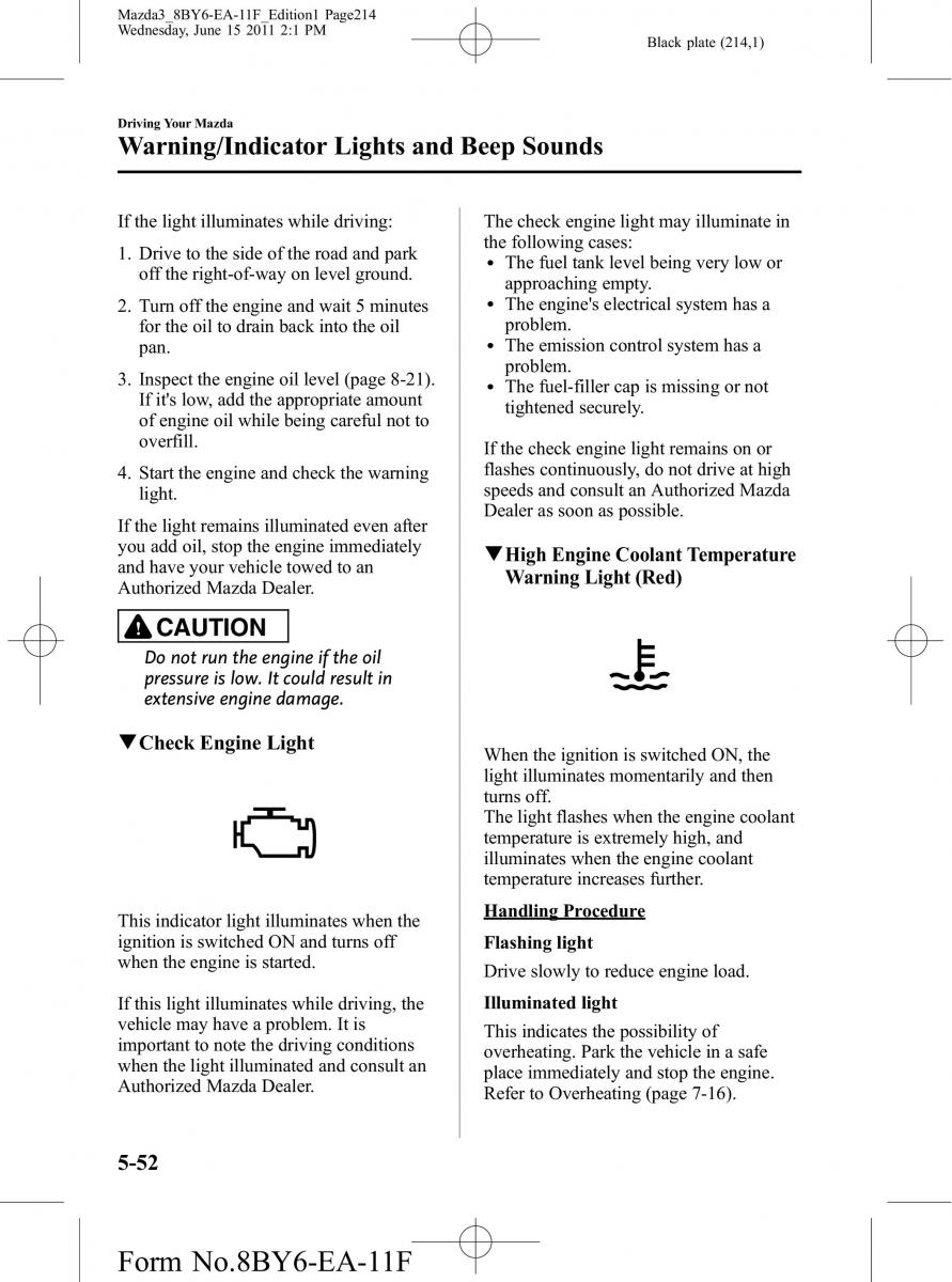 Mazda 3 II 2 owners manual / page 214