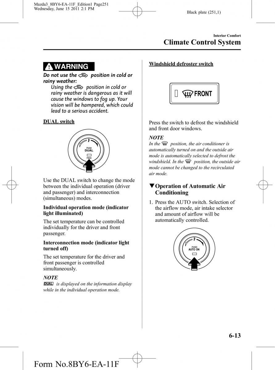Mazda 3 II 2 owners manual / page 251