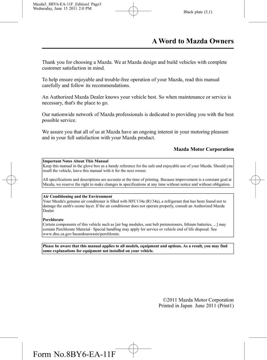 Mazda 3 II 2 owners manual / page 3