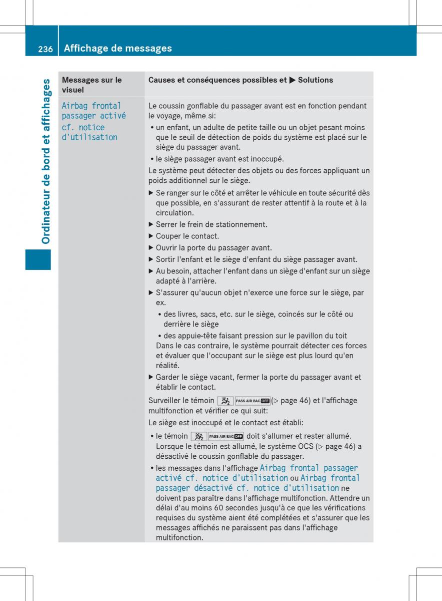 Mercedes Benz R Class manuel du proprietaire / page 238