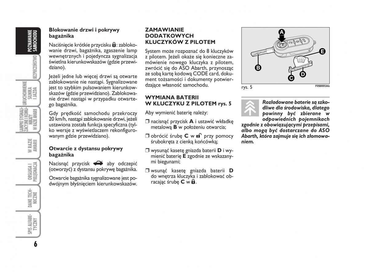 Abarth 500 instrukcja obslugi / page 7