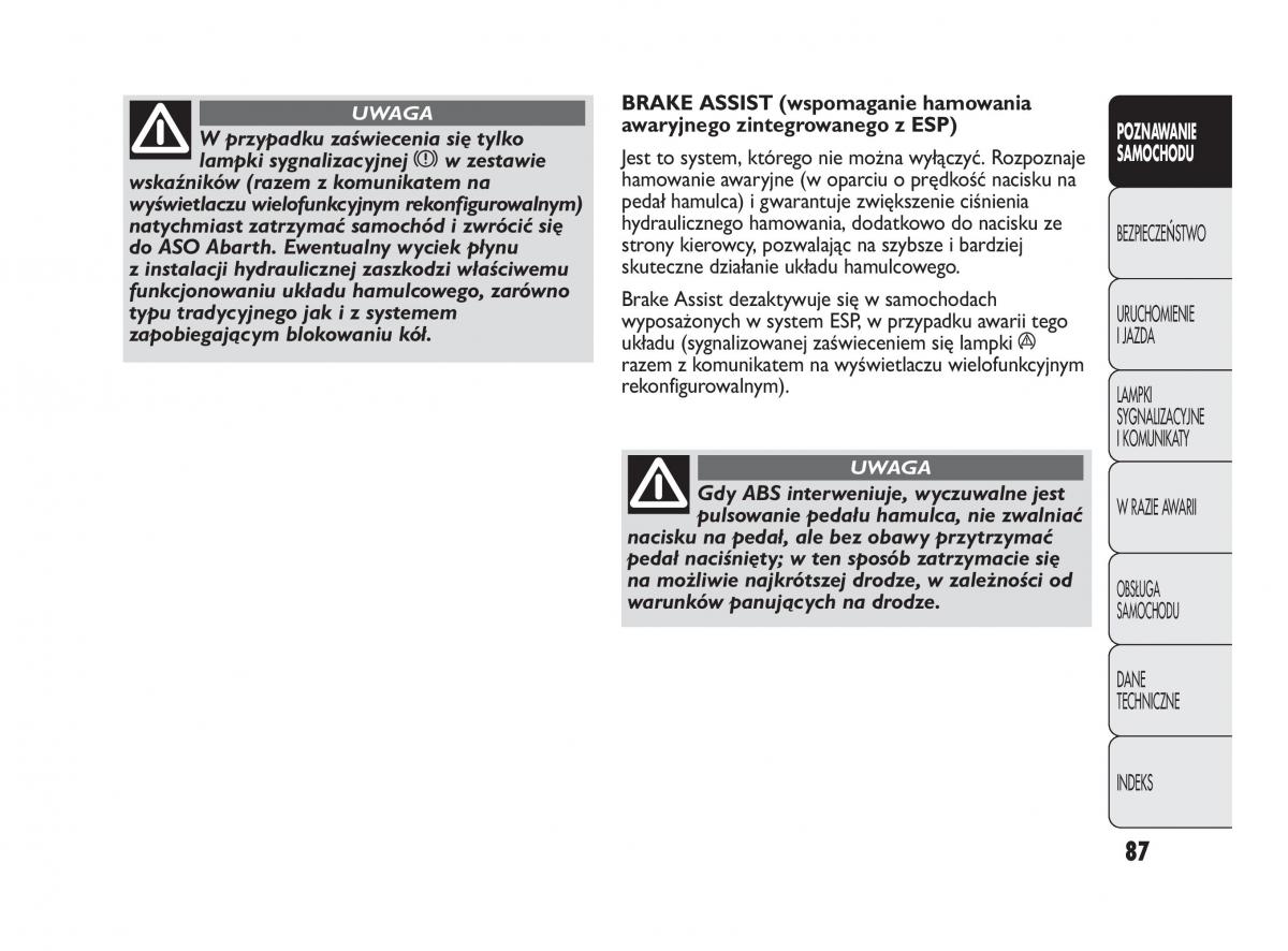 Abarth Punto instrukcja obslugi / page 88