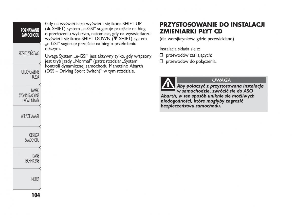 Abarth Punto instrukcja obslugi / page 105