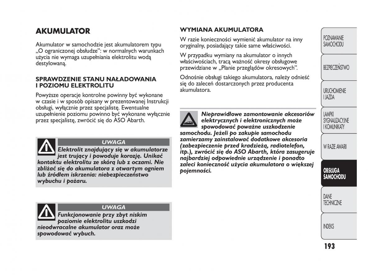 Abarth Punto instrukcja obslugi / page 194