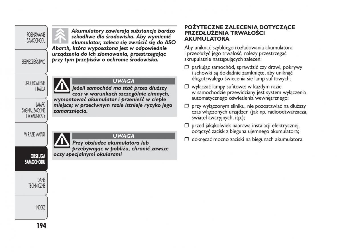 Abarth Punto instrukcja obslugi / page 195