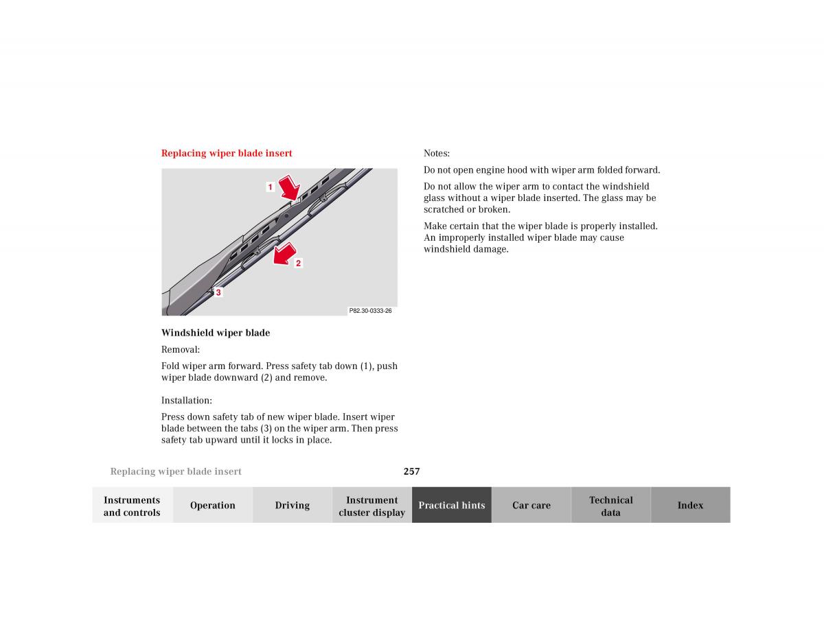 Mercedes Benz SL R129 owners manual / page 261