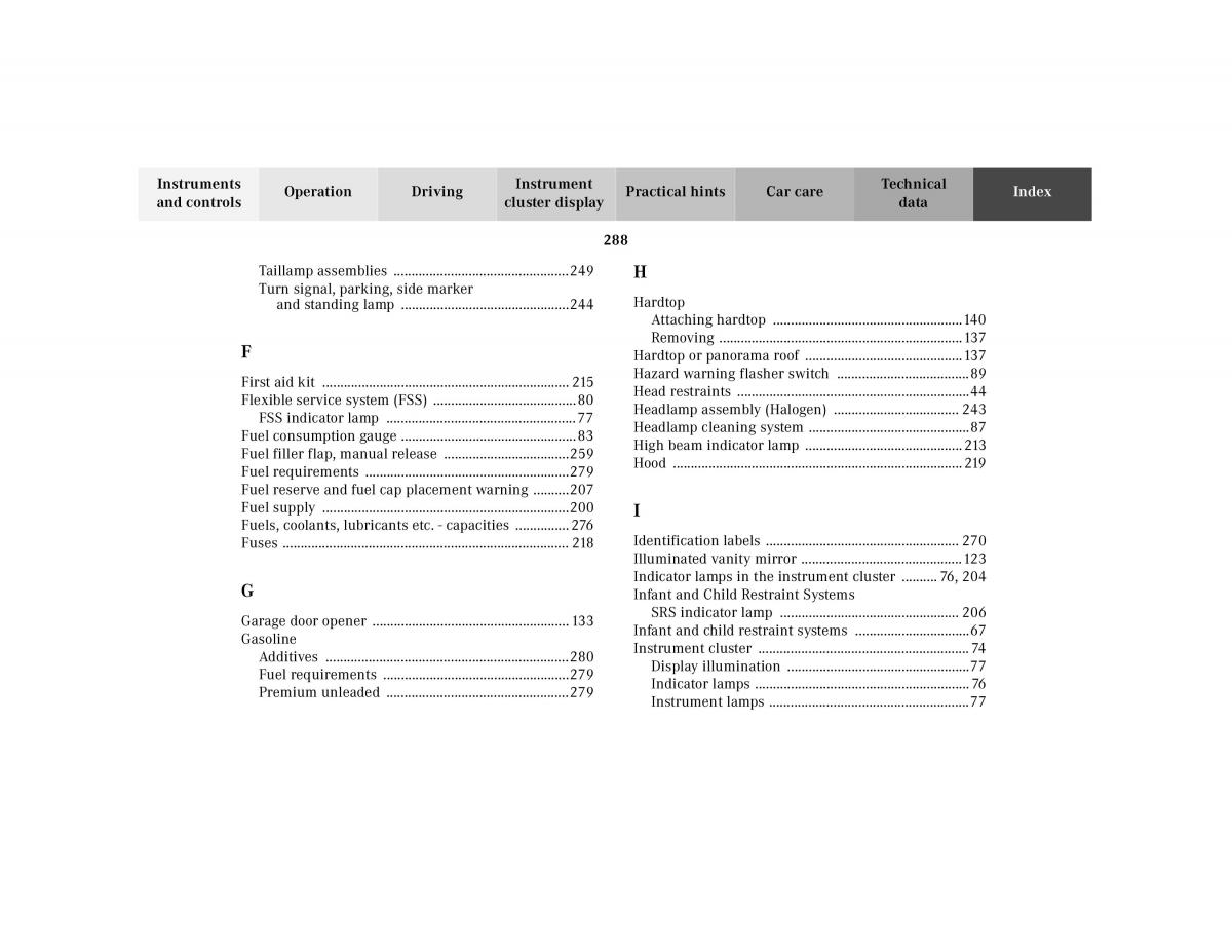 Mercedes Benz SL R129 owners manual / page 292