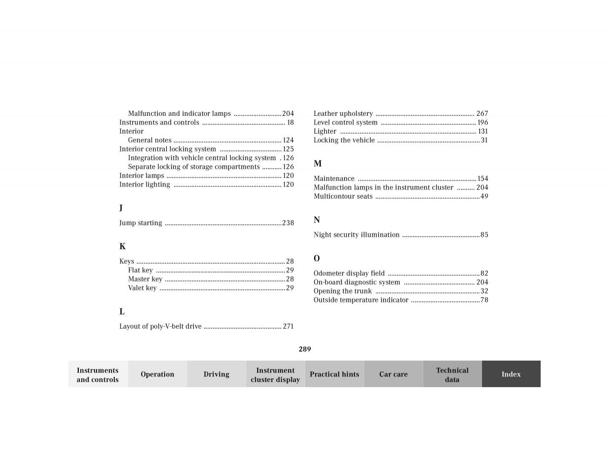 Mercedes Benz SL R129 owners manual / page 293