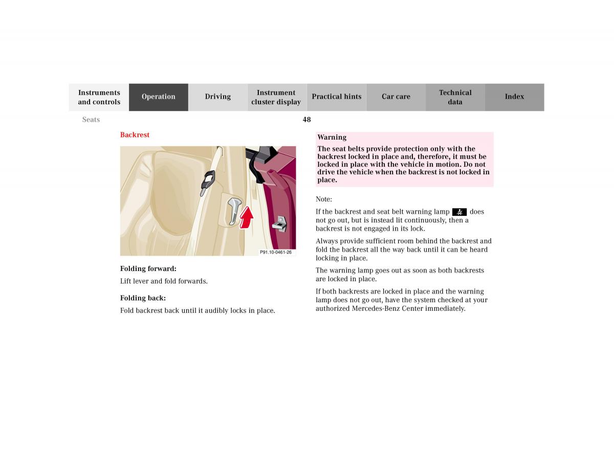 Mercedes Benz SL R129 owners manual / page 52