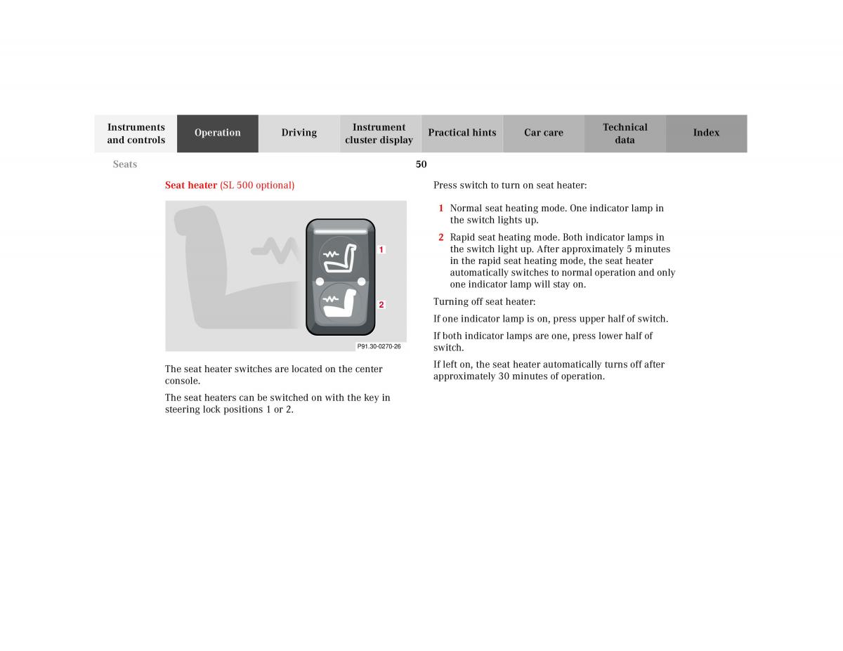 Mercedes Benz SL R129 owners manual / page 54