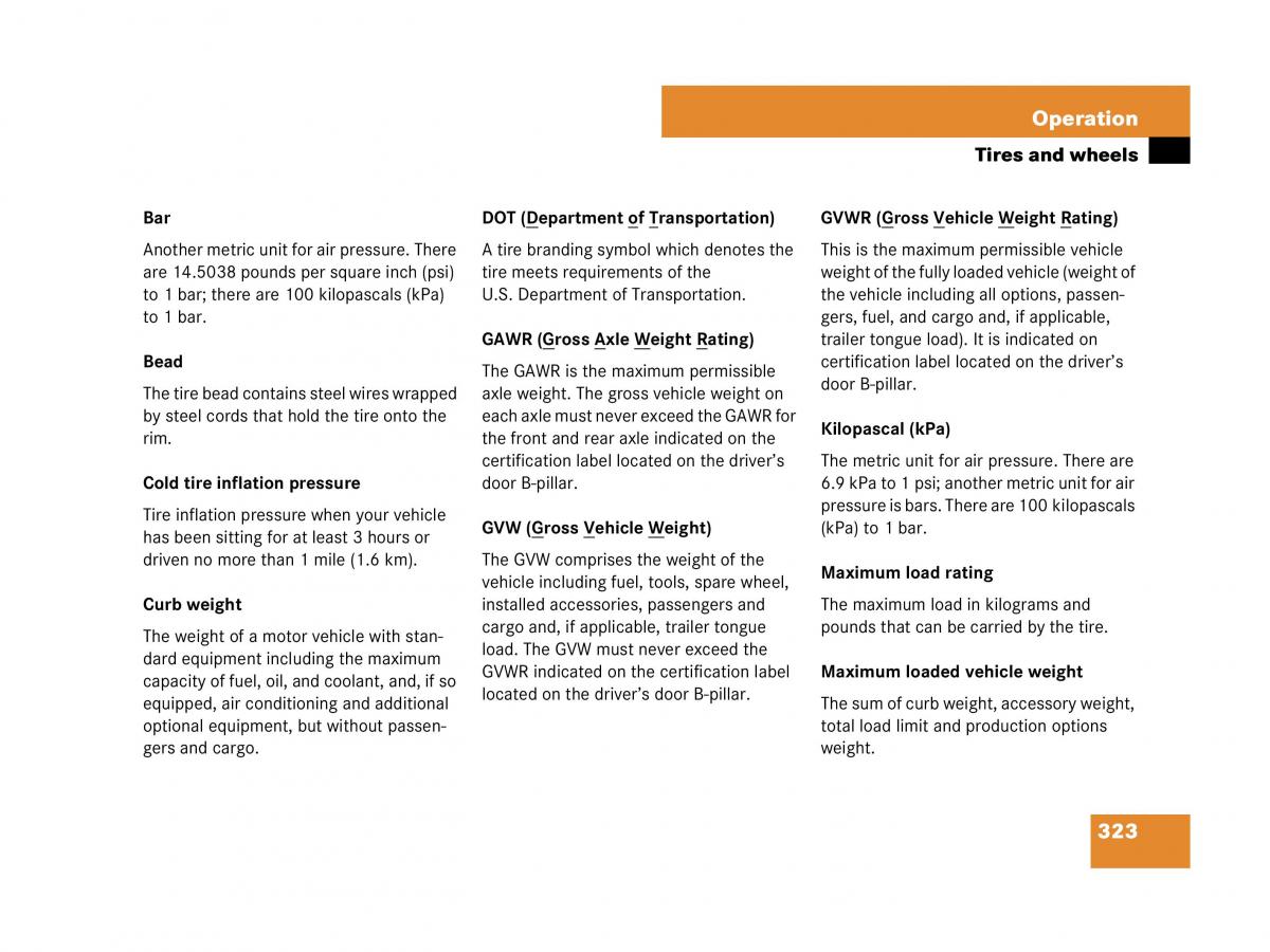 Mercedes Benz SL R230 owners manual / page 324