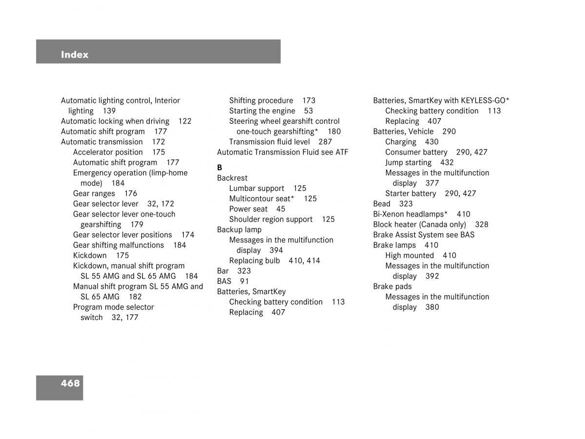 Mercedes Benz SL R230 owners manual / page 469