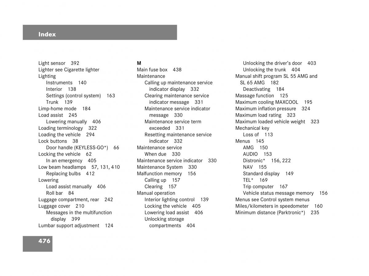 Mercedes Benz SL R230 owners manual / page 477